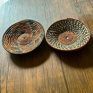 Vintage Handwoven Baskets Set of Two Small